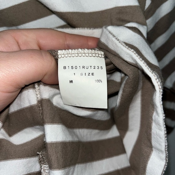 FRAPBOIS Long Sleeve Brown and White Striped Top One Size - Picture 5 of 8